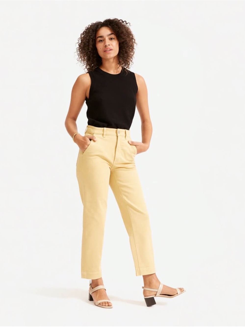 Everlane The Straight Leg Crop Pants Women’s Size 00 Yellow Mustard High Rise